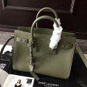 Saint Laurent Sac De Jour Souple Bag in Green Grained Leather 464960 VS02154