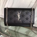 Saint Laurent Stars Chain Shoulder Bag in Black Clafskin Y122250 VS04143