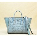 Sale 1:1 Prada Saffiano Embroidered Tote Bag BN2619E SkyBlue VS01734