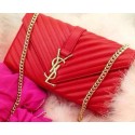 YSL Classic Monogramme Flap Bag Nappa Leather Y33210 Red VS08305