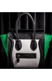 AAA Celine Luggage Micro Boston Bag Original Leather CLT3307 White&Black&Green VS00169