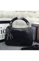 AAA Imitation Dior Dune Flap Bag Black Croco Leather D41110 VS03762