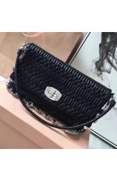 AAA Replica Miu Miu Crystal Nappa Leather Shoulder Bag Black 5BD169 VS09132