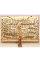 AAA Yves Saint Laurent Monogramme Croco Leather Cross-body Bag Y32218 Gold VS06319