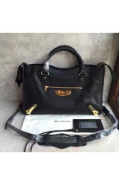Balenciaga Classic Gold Metallic Edge City Goat Leather Bag Black 101420 VS01391