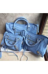 Balenciaga Classic Metallic Edge City Goat Leather Bag Blue 101420 VS02591