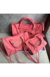 Balenciaga Classic Metallic Edge City Goat Leather Bag Hot Pink 101420 VS04888