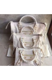 Balenciaga Classic Metallic Edge City Goat Leather Bag White 101420 VS09819