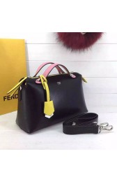 Best Knockoff Fendi By The Way Small Boston Bag Original Leather Black&Pink FD0805 VS07425