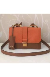 Best Miu Miu Goat Leather Shoulder Bag Orange & Brown 5BH609 VS07491