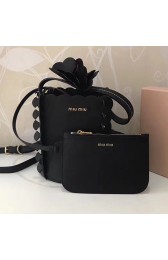 Best Miu Miu Original Calf Leather Bucket Bag Black 5BE012 VS08908