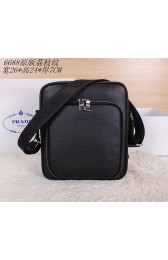 Best PRADA Grainy Leather Messenger Bag VA6688 Black VS05006