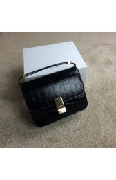 Celine Classic Box Small Flap Bag Croco Leather C11042 Black VS09610