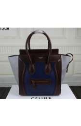 Celine Luggage Micro Tote Bag Original Leather C3308M Royal&Burgundy&Grey VS05282