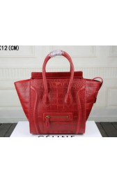 Celine Luggage Micro Tote Bags Croco Leather C33081s Red VS05961