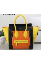 Celine Luggage Mini Tote Bag Original Leather Ci3308 Orange&Yellow&Black VS07391