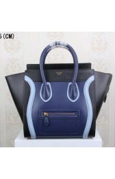 Celine Luggage Mini Tote Bag Original Leather CLY33081L Royal&Black VS04399