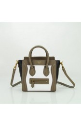 Celine Luggage Nano Bag Original Leather CL88029 White&Black&Khaki VS07525