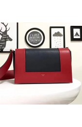 Celine Medium Smooth Calfskin Frame Shoulder Bag Black and Red C130402 VS02443