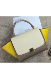 Celine mini Trapeze Bag Original Leather CL005 White&Khaki&Yellow VS06771