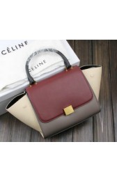 Celine MINI Trapeze Bag Original Leather CT3345 Burgundy&Grey&Offwhite VS05693
