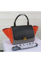 Celine MINI Trapeze Bag Original Leather CT3345 Grey&Black&Orange VS06488