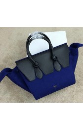 Celine Tie Nano Top Handle Bag Flannelette 98313 Royal&Black VS06238