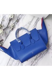 Celine Tie Top Handle Bag Blue Original Leather C010701 VS06559