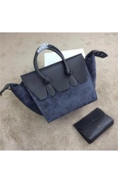 Celine Tie Top Handle Bag Suede Leather C98314 Grey VS08684