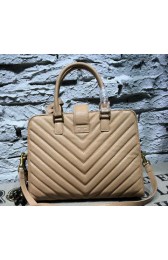 Cheap Saint Laurent Cabas Cannage Pattern Leather Top Handle Bag Y2764 Apricot VS05347