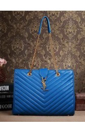 Cheap Saint Laurent Classic Monogramme Shopping Tote Bag Cannage Pattern Y5481 Blue VS05229