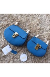 Chloe Drew Calf Leather Shoulder Bag Blue 151050 VS07592