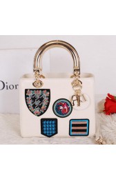 Christian Dior Badge Leather Small Lady Dior Bag CD0550 White VS05591