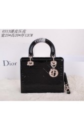 Christian Dior Patent Leather Lady Dior Bag CD0313 Black VS06203