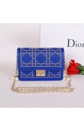 Christian Dior Studded Leather Flap Shoulder Bag CD8116 Blue VS01351