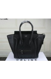 Copy Celine Luggage Micro Boston Bag Clemence Leather CT33081 Black VS06280