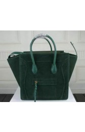 Copy Celine Luggage Phantom Bag Suede Leather Ci3341 Dark Green VS05515