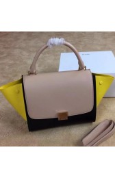 Copy Celine mini Trapeze Bag Original Leather CTA3345 Apricot&Black&Yellow VS06768