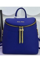 Copy miu miu Backpack Calfskin Leather M0823 Blue VS02722