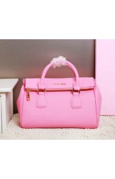 Copy miu miu Calfskin Leather Top-Handle Bag MM3267 Pink VS00259