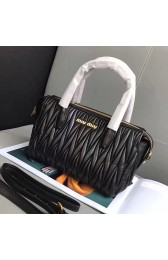 Copy Miu Miu Matelassse Nappa Leather Top Handle Bag Black 5BB020 VS02075
