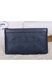 Copy Prada Grainy Leather Clutch P2242 Blue VS09861