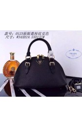 Copy PRADA Litchi Leather Top Handle Bag BN0123 Black VS06477