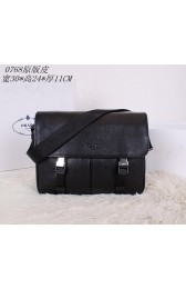 Copy Prada VA0768 Black Grainy Calf Leather Messenger Bag VS02756