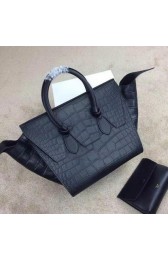 Copy Top Celine Tie Top Handle Bags Original Croco Leather CT98314 Black VS06607