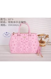 Copy Top Prada Weave Leather Tote Bags B2274 Pink VS06737