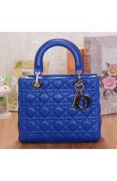 Dior Lady Dior Bag Blue Sheepskin Leather S805 Silver VS05171