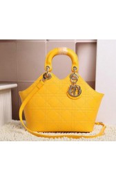 Dior Panarea Sheepskin Leather Tote Bag CD0699 Yellow VS04484