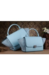 Fake Celine Trapeze tote Bag 3342 in Light Blue Original Clemence Leather With Suede YD VS06491