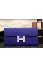 Fake High Quality Hermes Constance Long Wallets Original Leather HA909 Dark Blue VS07378
